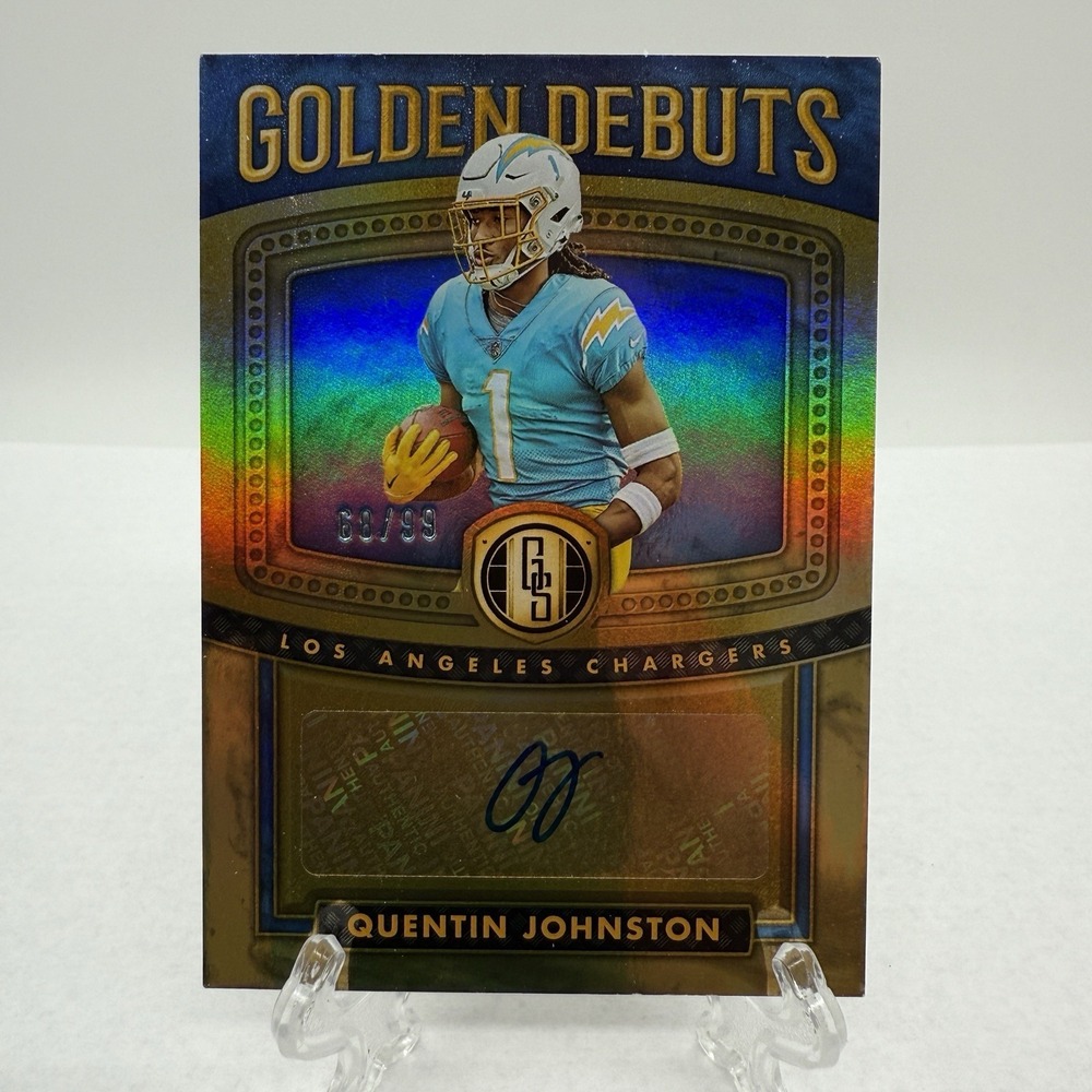 2023 Gold Standard Quentin Johnston Golden Debuts Auto /99 RC Chargers